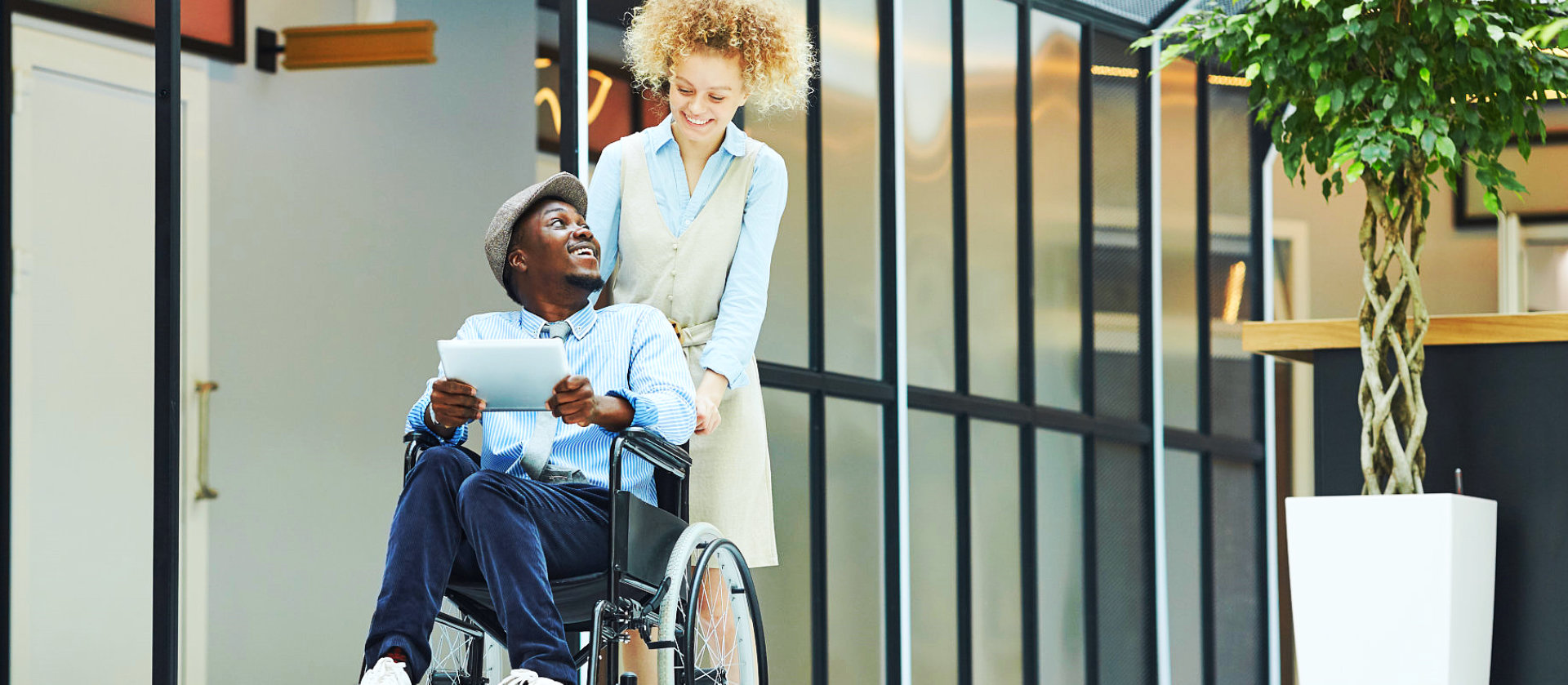 old man asssited by his daughter